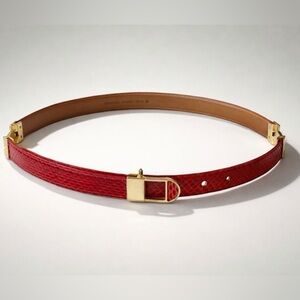 Vintage real Snakeskin belt, slim, gold hinges and buckle, red, M, 27-32, GUC